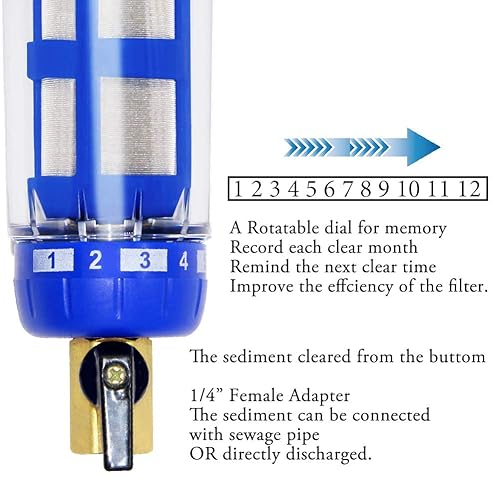 Miniatura 4 de Beduan Filtro de agua de sedimentos para toda la casa, protector de sistema de prefiltro reutilizable de 50 micrones, rosca macho de 12 pulgada