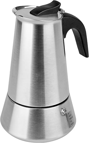 Cafetera de café expreso de acero inoxidable mate, cafetera moka italiana y cubana, compatible con estufas de gas, eléctricas, de cerámica y de