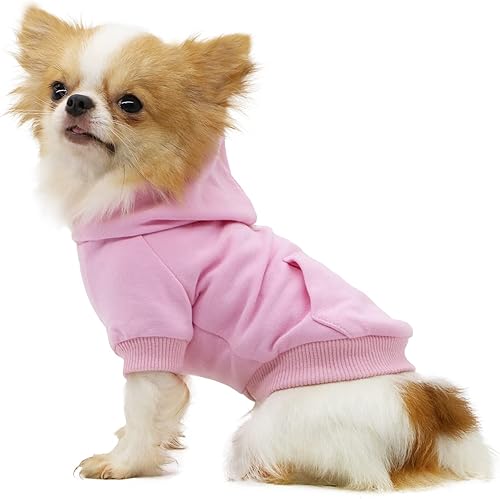 Miniatura 2 de LOPHIPETS Sudaderas con capucha de algodón para perros pequeños, chihuahua, ropa para cachorros, abrigo para clima frío, color rosa, S