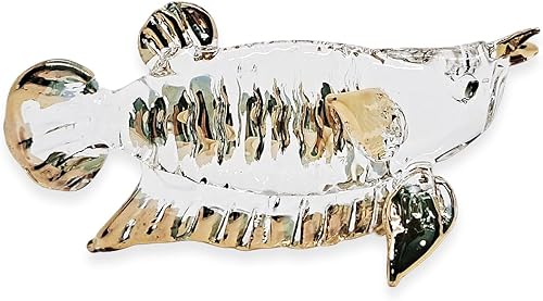 Miniatura 7 de WitnyStore Pequeña figura de pez Arowana de 2 pulgadas de largo, color dorado transparente, soplado a mano, vidrio pintado a mano, animales