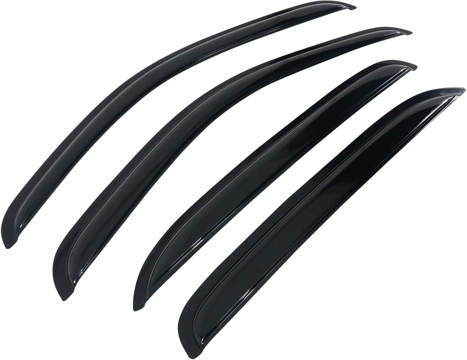 IKON MOTORSPORTS Tape On External Window Visor, Compatible with 2007-2014 Chevrolet Silverado & GMC Sierra Crew Cab, Slim Style Acrylic Smoke Tinted Sun Rain Shade Guard Wind Vent Air Deflector