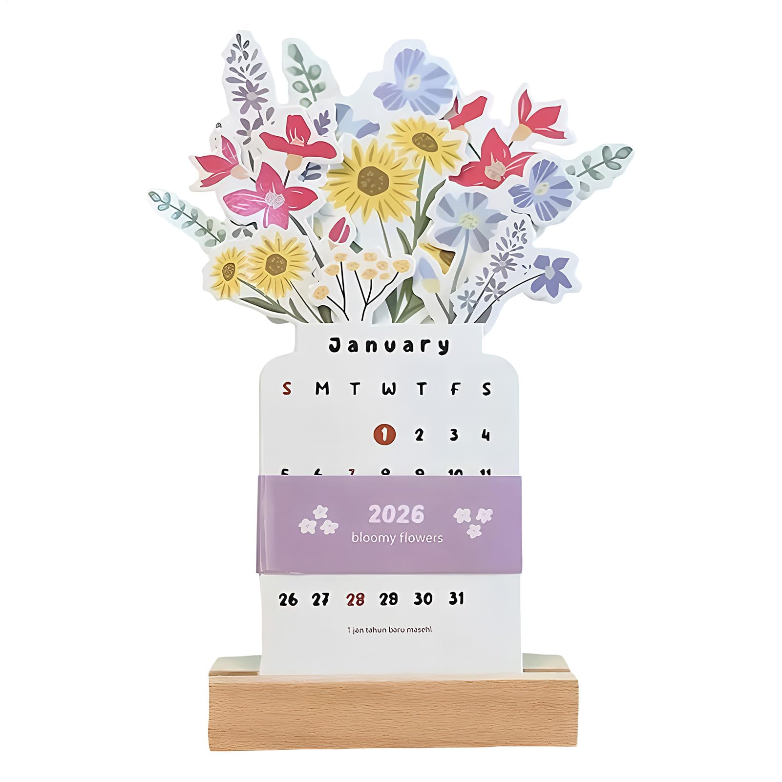2026 Desk Calendar - 8 x 6 Inch Floral Design Compact Table Planner Creative Visual Themes Stylish Home Decor Calendar for Bedroom, Travel, Work, Appa