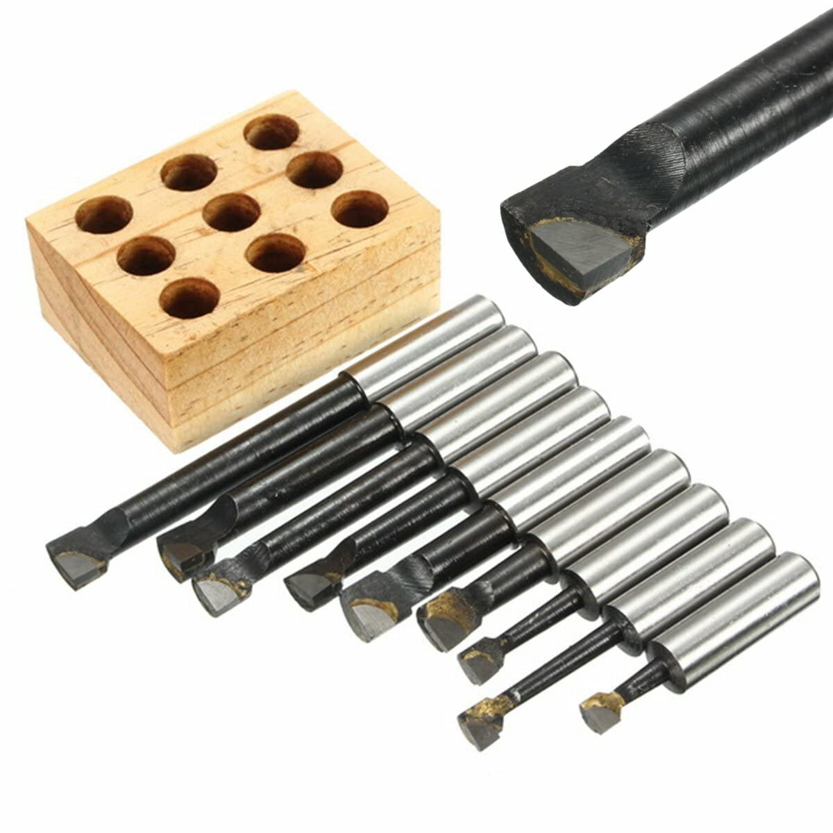 Lot de 9 tiges d'alésage de 12 mm avec pointe en carbure de tungstène