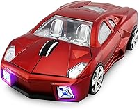 Vista 6 de Ratón óptico inalámbrico de la computadora del coche deportivo 3D, ratón ergonómico de la computadora portátil de escritorio para LBJN (amarillo)