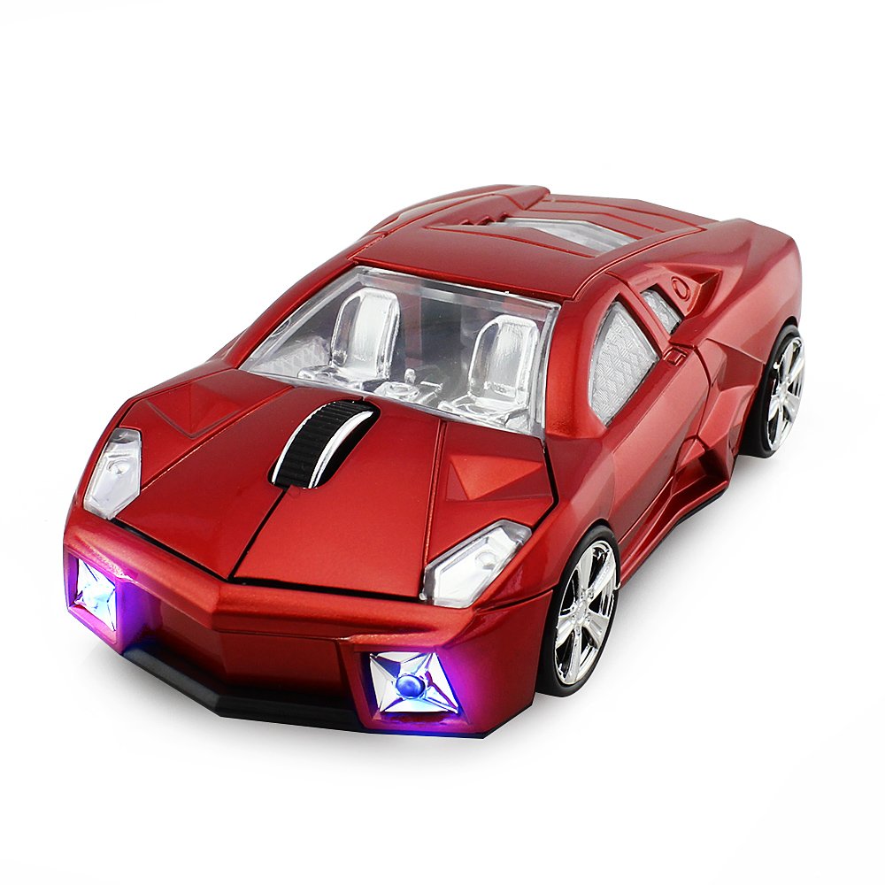 Wireless 3D Sports Car Mouse Optical Computer Mouse, Ergonomic Desktop Laptop PC Mouse for LBJN (Red)-image-16