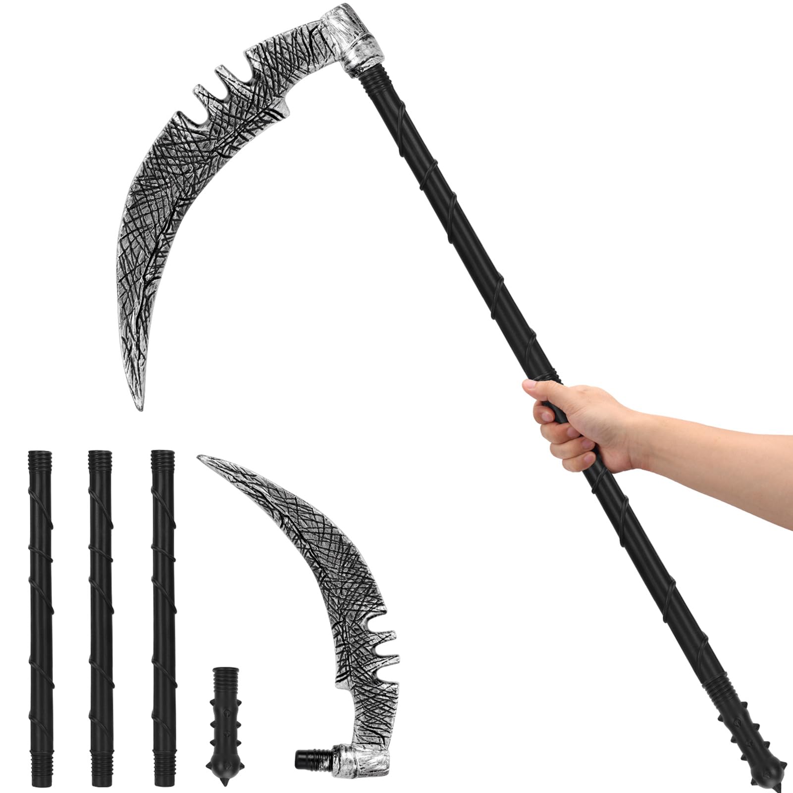 Guadaña de Halloween para niños, 110 cm, guadaña en forma de gancho desmontable, accesorio para disfraz de la Parca, accesorio de Halloween, guadañae espeluznante, guadañad la muerte fiesta carnaval Guadaña de Halloween para niños, 110 cm, guadaña en forma de gancho desmontable, accesorio para disfraz de la Parca, accesorio de Halloween, guadañae espeluznante, guadañad la muerte fiesta carnaval