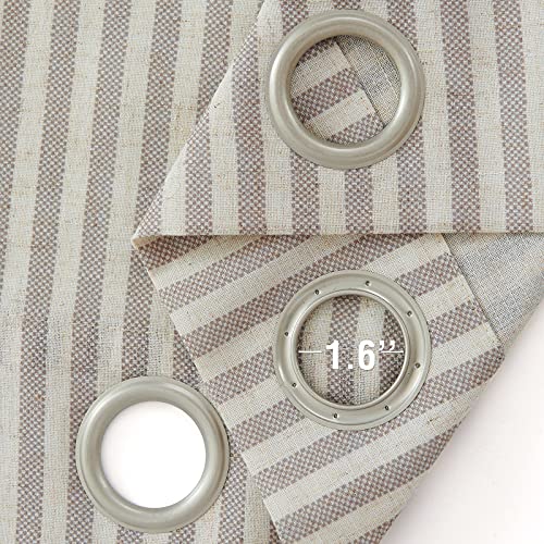 Collact Linen Curtains 84 Inch Length 2 Panels For Living Room Pinstripe Pattern Farmhouse Curtain Grey Drapes Rustic Grommet Light Filtering Ticking Striped Window Curtains For Bedroom Gray On Beige #TOP6