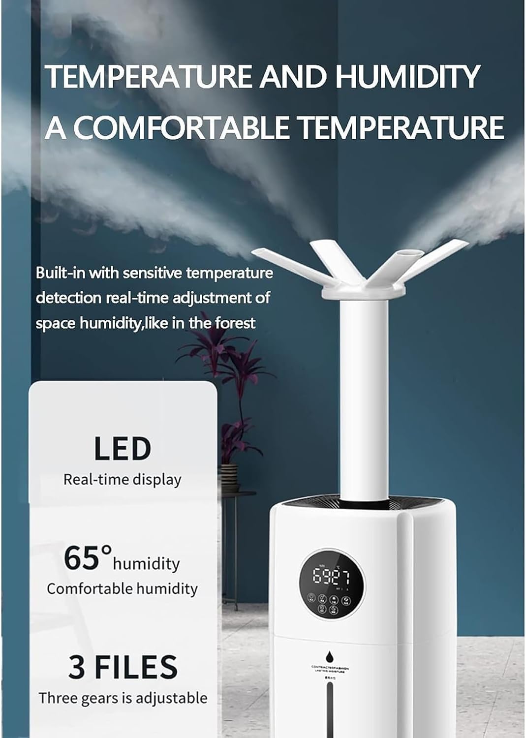 Humidificador Industrial portátil con depósito de Gran Capacidad de 21 litros y caudal de Niebla de 2000 ml/h, Ideal para supermercados y Grandes invernaderos.