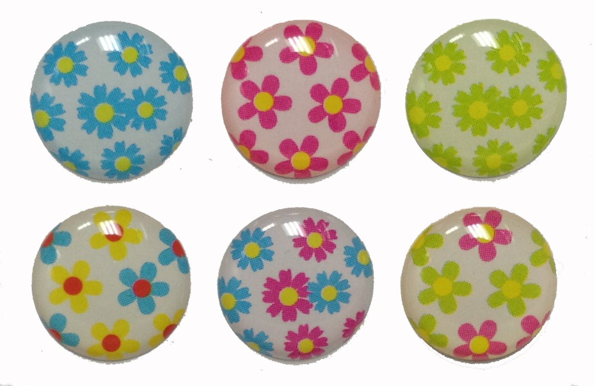 3D Semi-circular Mini Small Flowers 6 Pieces Home Button Stickers for iPhone 5 4/4s 3GS 3G, iPad 2, iPad Mini, iTouch Red Blue Green Yellow