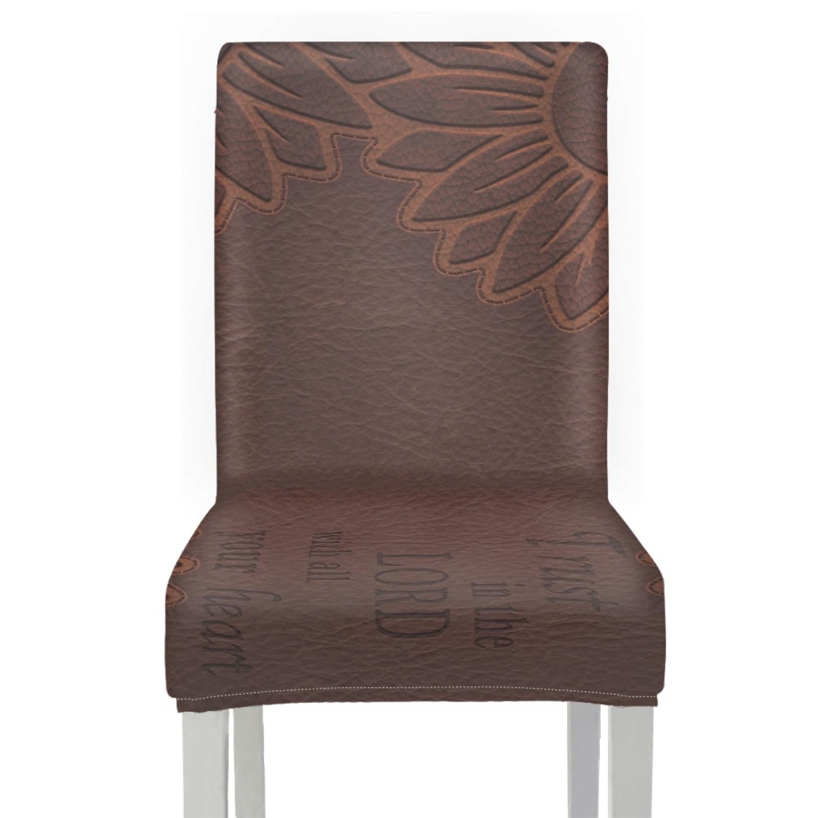 Stuhlhussen 4Er Set Leder Dunkelbraun Hussen für Stühle mit Hoher Lehne,Stuhlbezug für Esszimmerstühle,Stuhlhusse Stretch,Stuhlhussen Schwingstuhl Waschbar