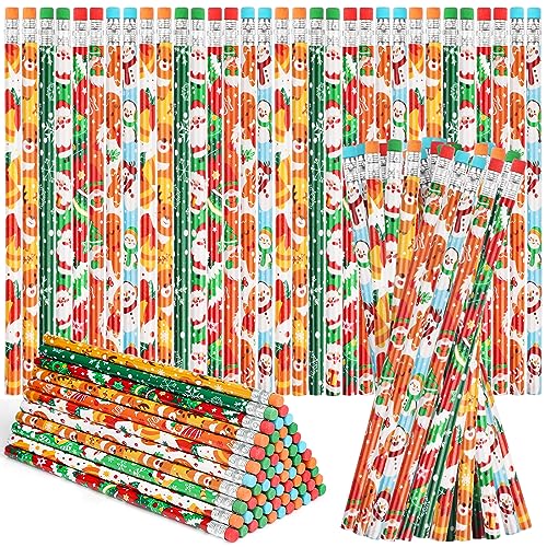 VEYLIN Christmas Pencils 48 Pack of Xmas Pencils with Erasers Kids Children Holiday Gifts Christmas Classroom Prizes
