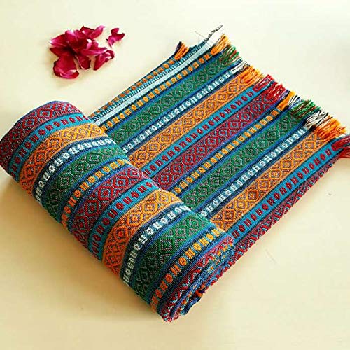 Secret Sea Collection - Ethnic Pattern Square Tablecloth, Natural Dye Colors, Perfect For Side & End Tables, Square Tables, Picnic Tables Or Picnic Tablecloth (55''X55'', Spring Weather) #TOP3