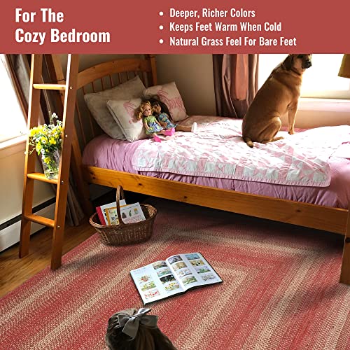 Homespice Apple Pie Premium Jute Braided Area Rug, 8 X 10' Rectangular Red, Reversible, Natural Jute Yarn Rustic, Country, Primitive, Farmhouse, Lodge Style - 30 Day Risk Free Purchase #TOP1