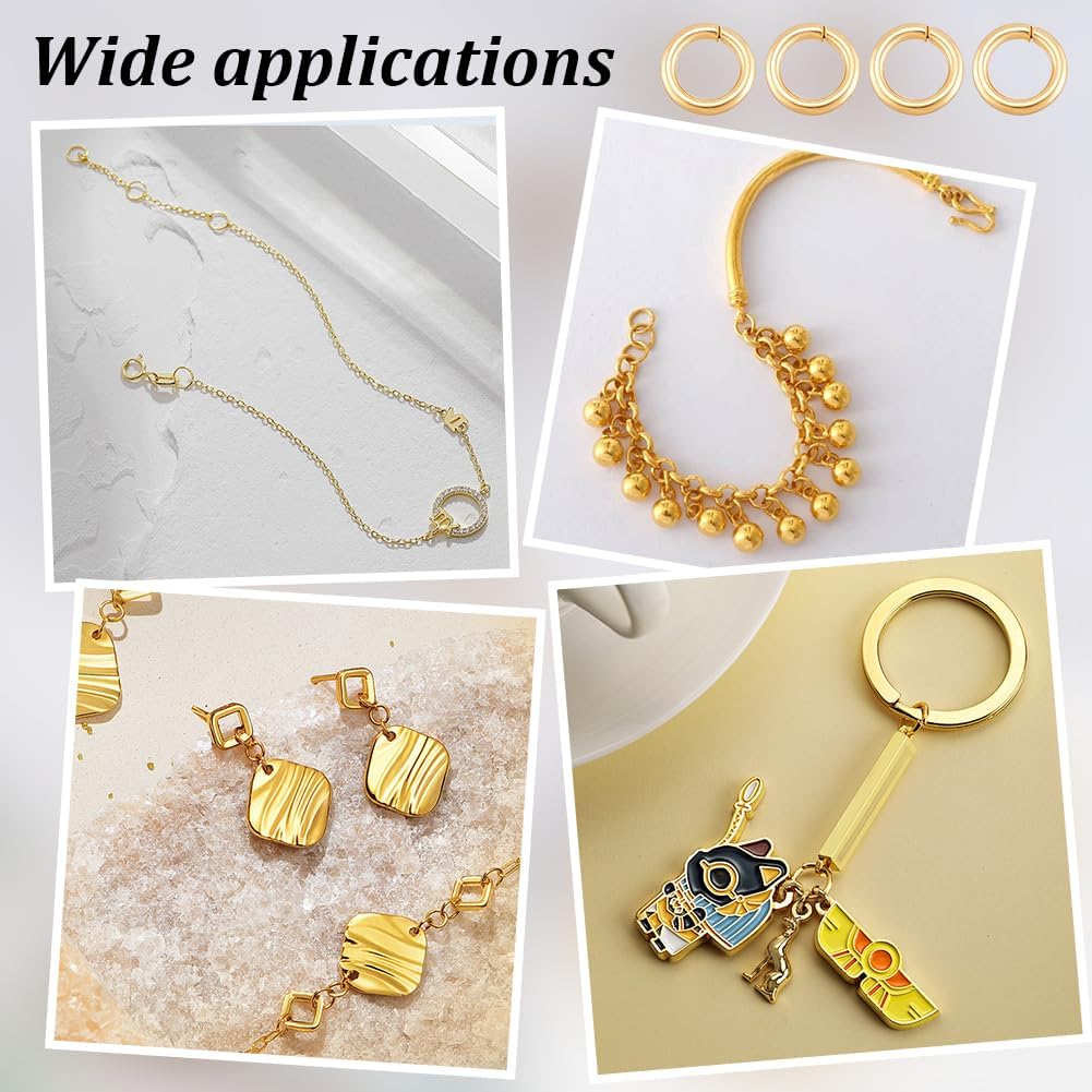 NBEADS About 500pcs 4mm Gold Jump Rings, Open Jump Rings 304 Stainless Steel Split Rings Real 18K Gold Plated Connector Rings for Jewelry Making Necklaces Bracelet Earrings Keychain
