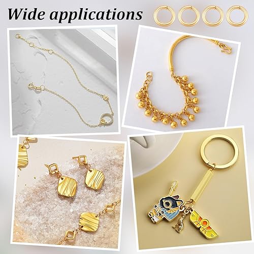 Miniatura 7 de NBEADS Alrededor de 500 anillos de salto de oro de 0.157 pulgadas, anillos abiertos de acero inoxidable 304, anillos de conexión chapados en oro