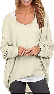 Camicetta da donna a maniche lunghe autunno oversize casual camicia sciolta fuori spalla manica lunga t-shirt