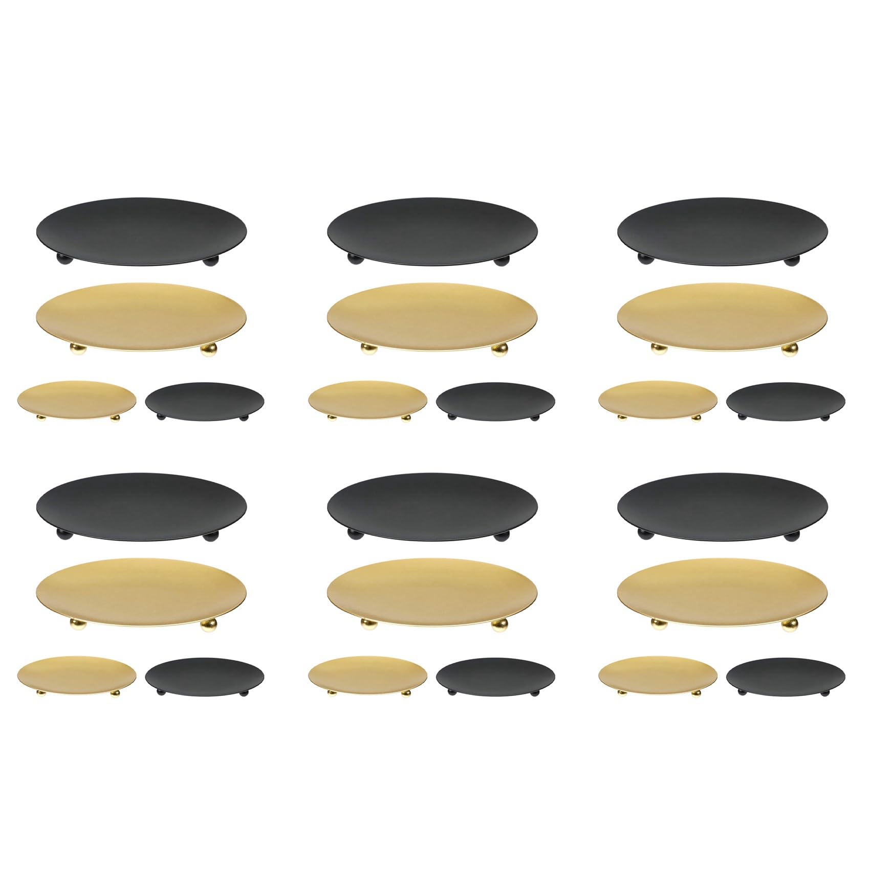 Bougeoirs piliers en fer pour mariages et spa - Set de 24 supports or et noir