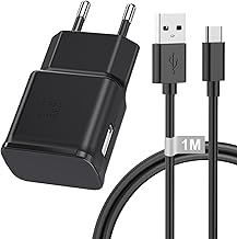Caricabatterie Samsung 15W con 1 M Cavo Type-C Ricarica Rapida per Samsung Galaxy S10/S10e/S9/S8 Plus/A13/A14/A15/A33/A34/A52/A54 5G, Caricatore Rapido Alimentatore Presa USB Spina USB