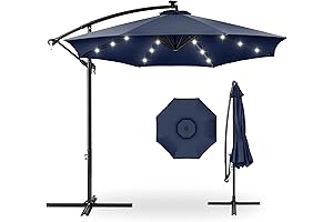 Best Choice Products Solar LED Offset Hanging Market Patio Umbrella - 10ft Ultimate Sunshade