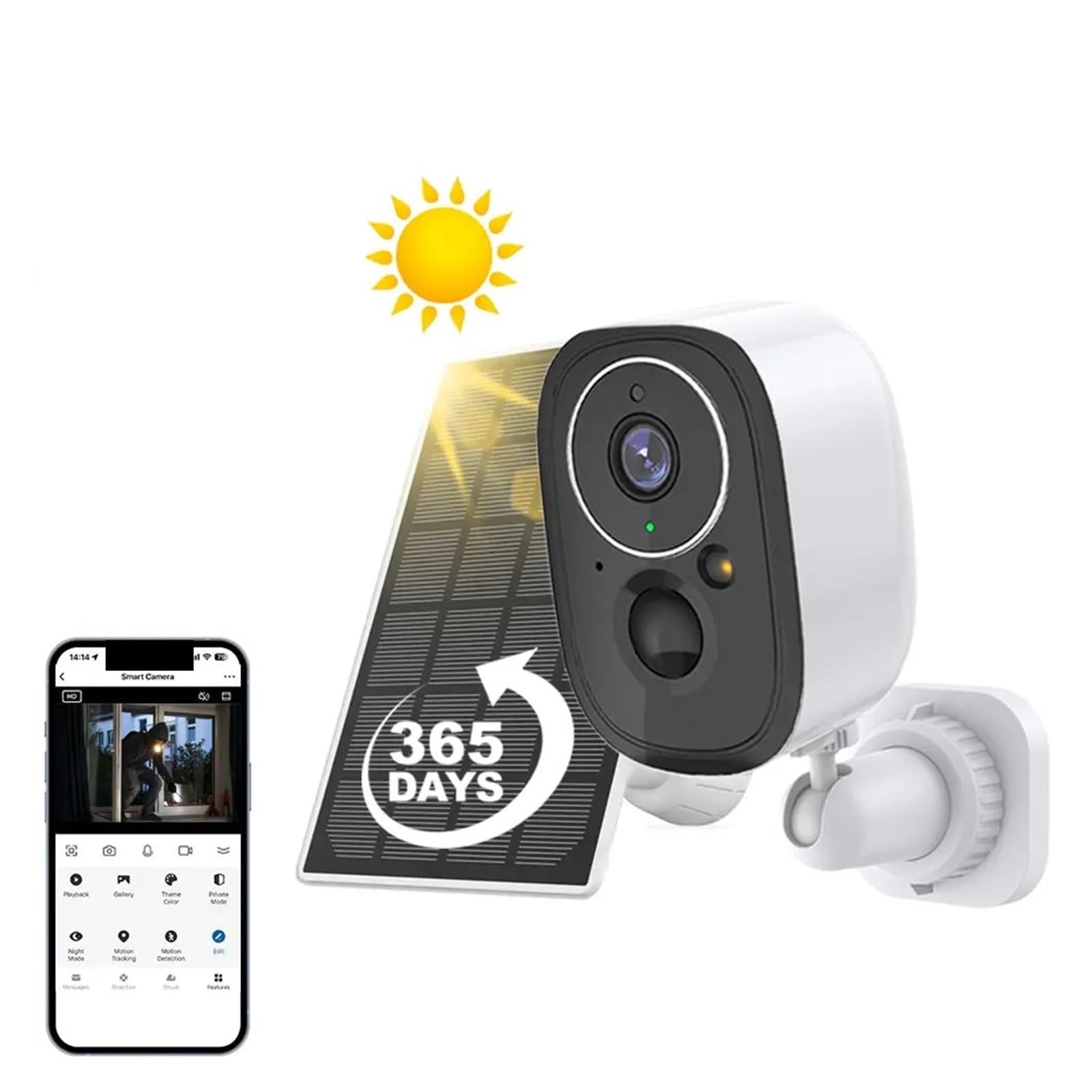 Telecamera di sicurezza, Le telecamere impermeabili di sorveglianza sicurezza for visione notturna CCTV solare esterna con batteria 5MP funzionano il baby monitor(Cam Add 32G Card)