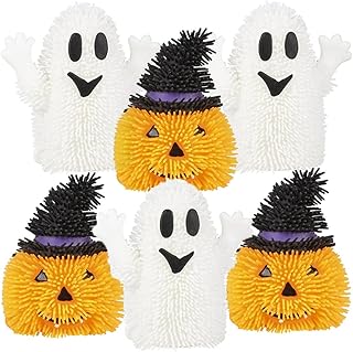 ArtCreativity Light Up Halloween Puffers, Set of 6, LED Fidget Toys for Kids and Adults, Includes Ghost and Pumpkin Halloween Toys, Non-Candy Halloween Treats and Party Favors for Themed Parties