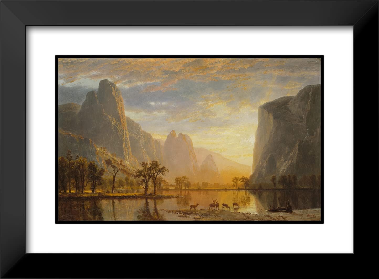 ArtDirect Albert Bierstadt 24x16 Black Modern Frame and Double Matted Museum Art Print Titled - Valley of the Yosemite (1864)