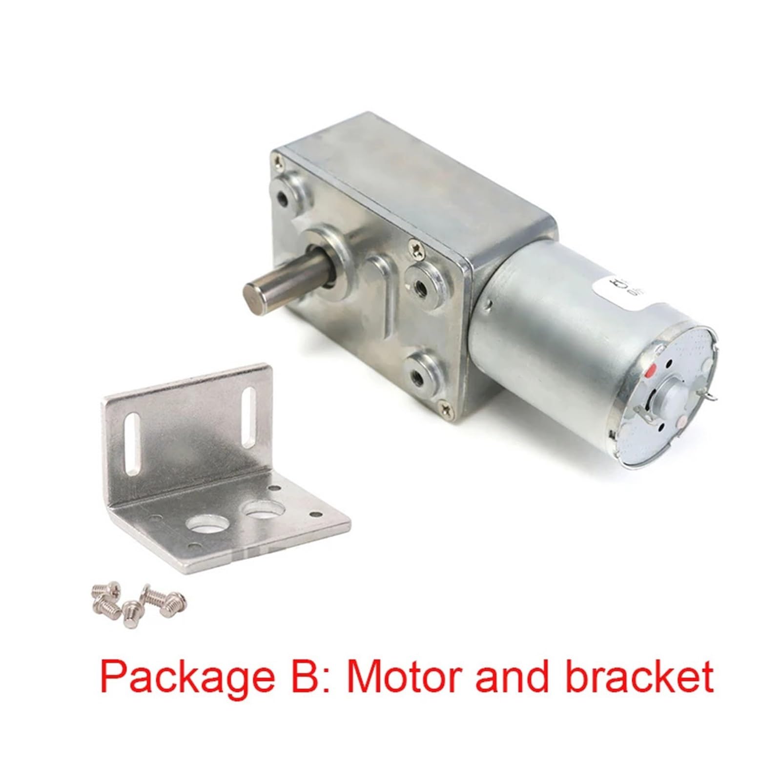 Motorreductor de tornillo sin fin JGY370 DC 6V 12V 24V + Soporte + Controlador de velocidad + Fuente de alimentación + Engranaje metálico(12V 50RPM,Package C)