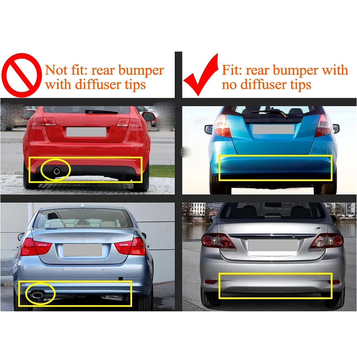 Yctze ABS Rear Bumper Lip Diffuser Spoiler Weatherproof Glossy