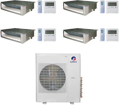 Gree 42,000 BTU Multi21+ Quad-Zone Concealed Duct Mini Split Air Conditioner Heat Pump 208/230V SEER 21 9-9-9-9