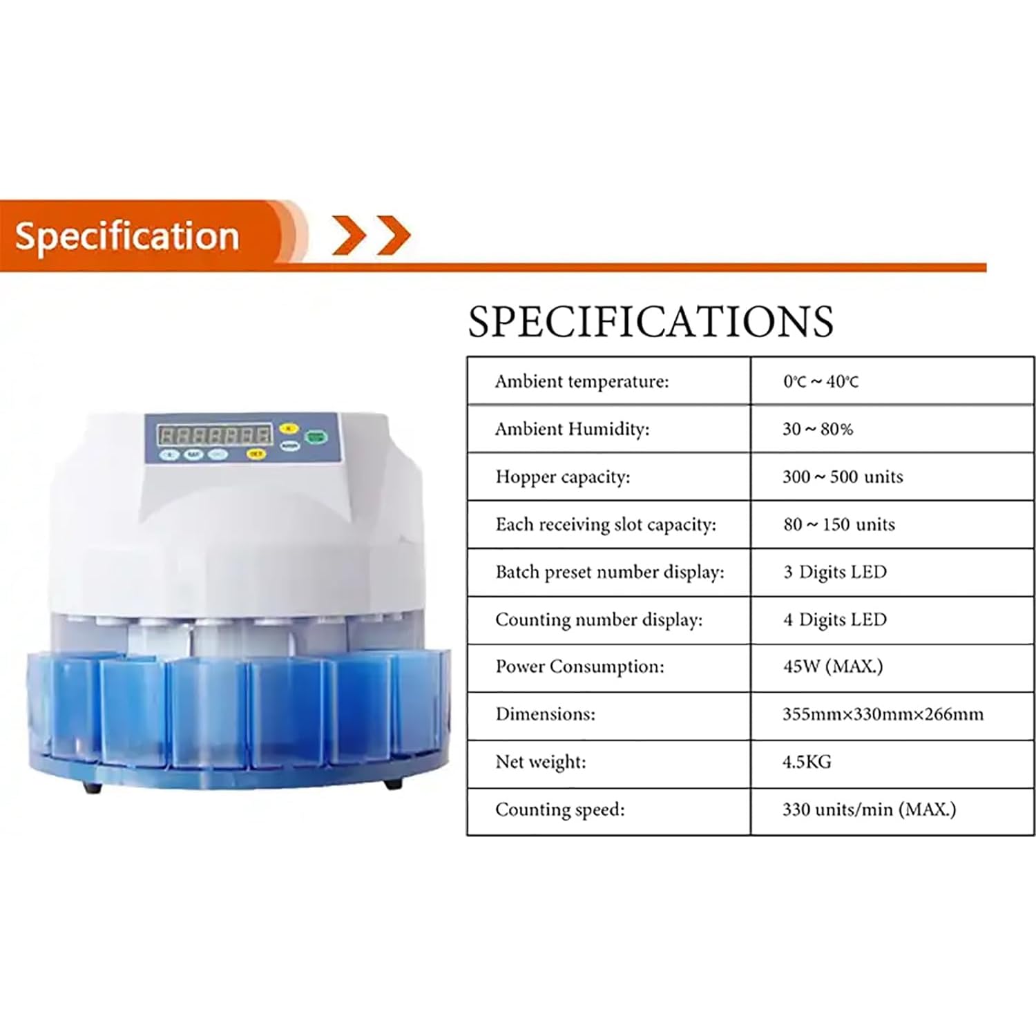 Macchina selezionatrice di monete, contatore di monete elettrico con display, 200 monete/min, autocontrollo dei guasti, design durevole, smistamento preimpostato per aziende e supermercati