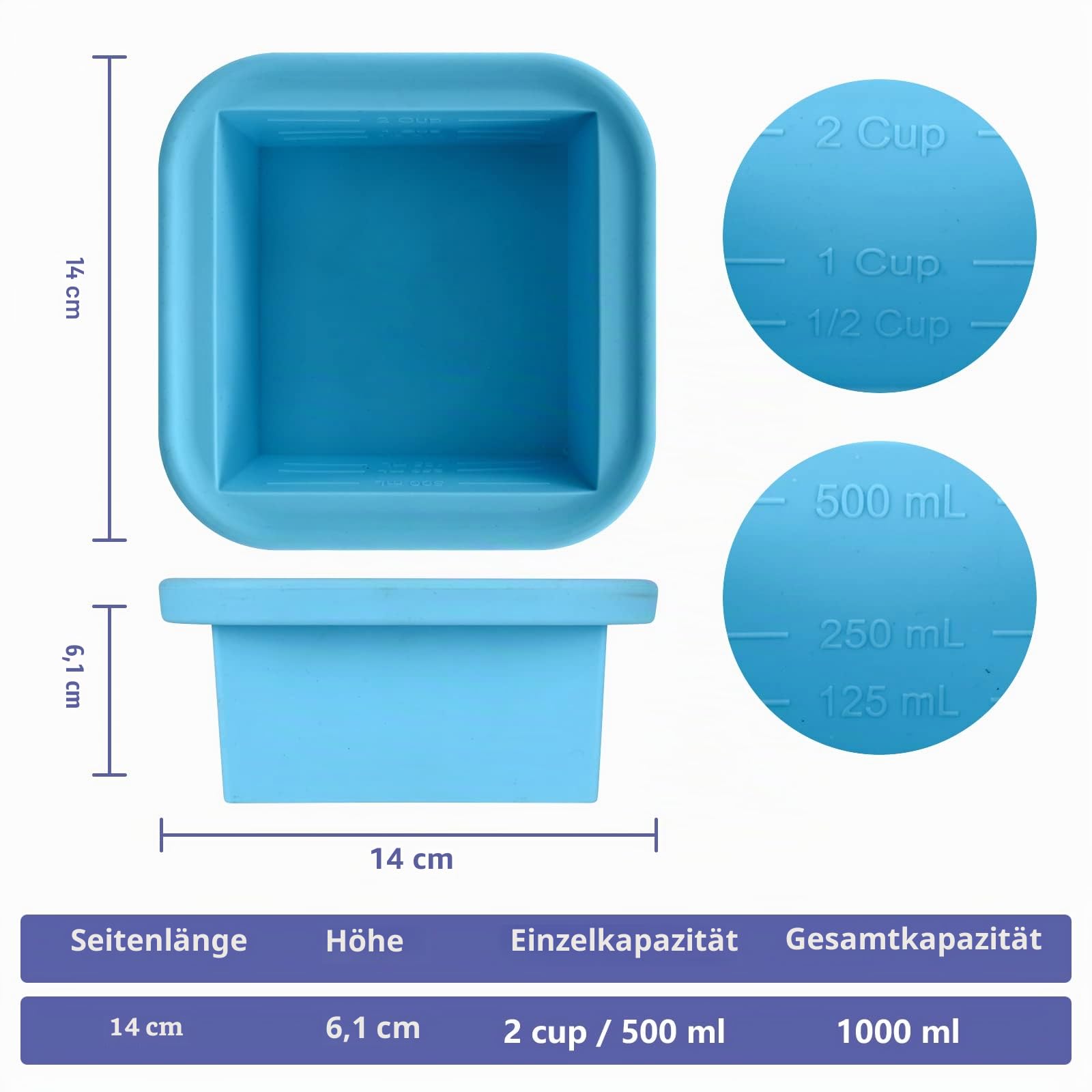 Silikon-Gefrierschalen mit Deckel, 4 Stück, Gefrierformen, Suppen, Gefrierbehälter, für 4 perfekte Suppen, Brühen, Eintöpfe, Saucen, Currys