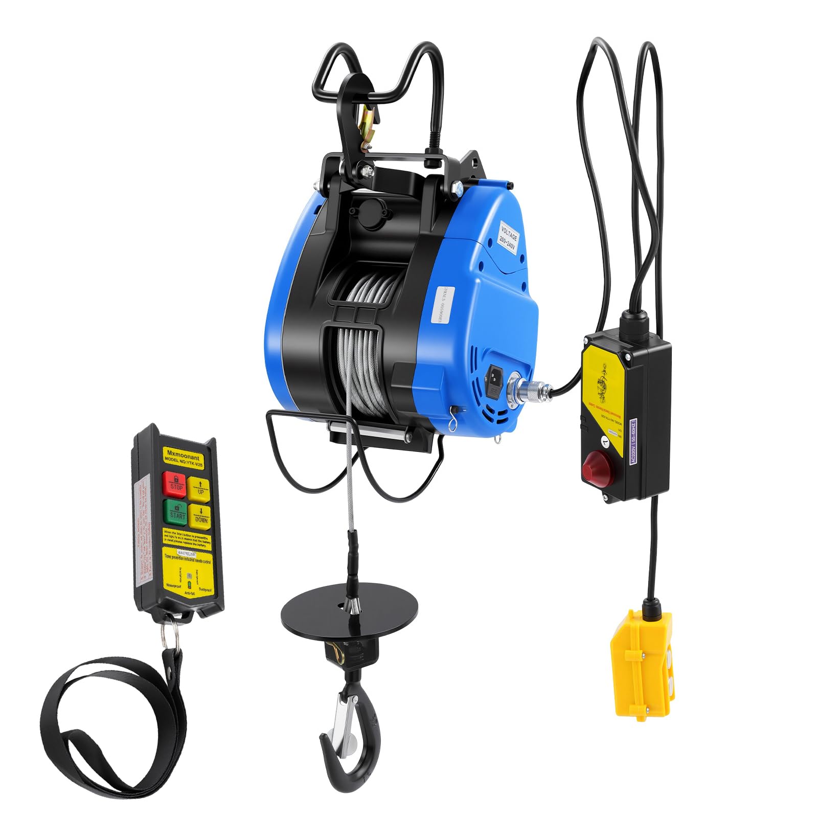 Elektrische Seilwinde 250kg Bootswinde mit Drahtlose Fernbedienung 1500W 220V Elektrische Ankerwinde Tragbare Winde Elektrischermit Überlastungsschutz für Autos, Anhänger, Schiffe