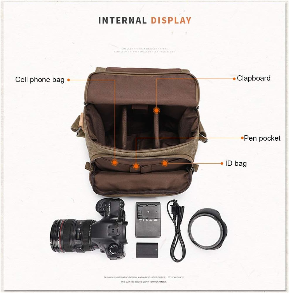 カメラバックパックバッグ、斜め一眼レフカメラバッグ,Khaki
