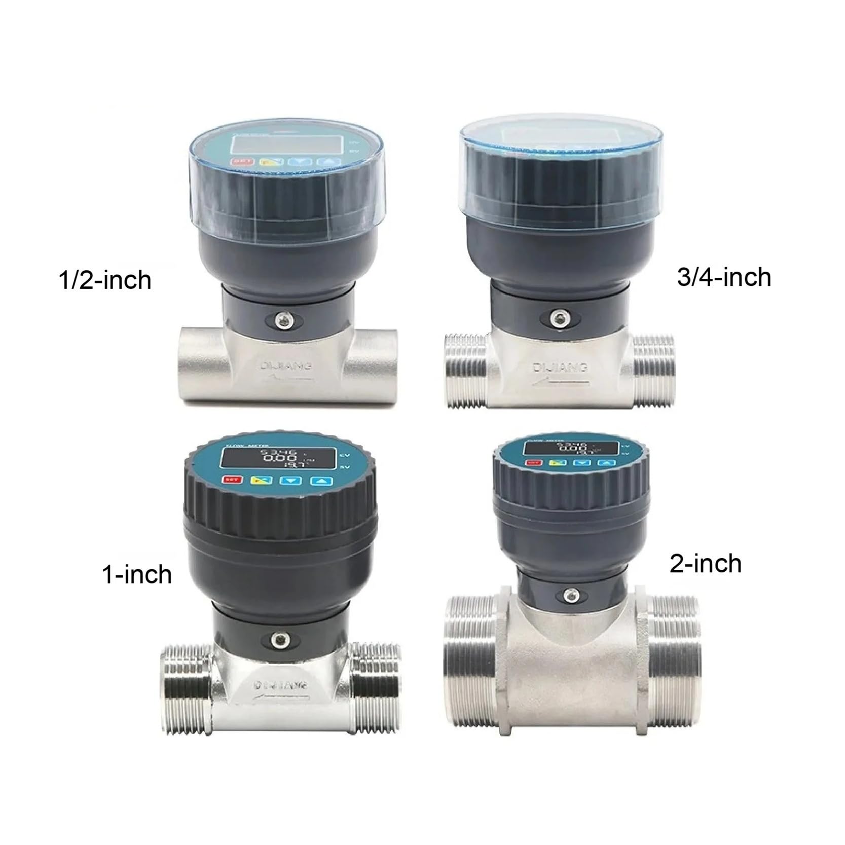 Medidor de flujo de acero inoxidable con pantalla digital, sensor electrónico de flujo de agua líquida de alta precisión for granjas y jardines. Alta sensibilidad(DN32)