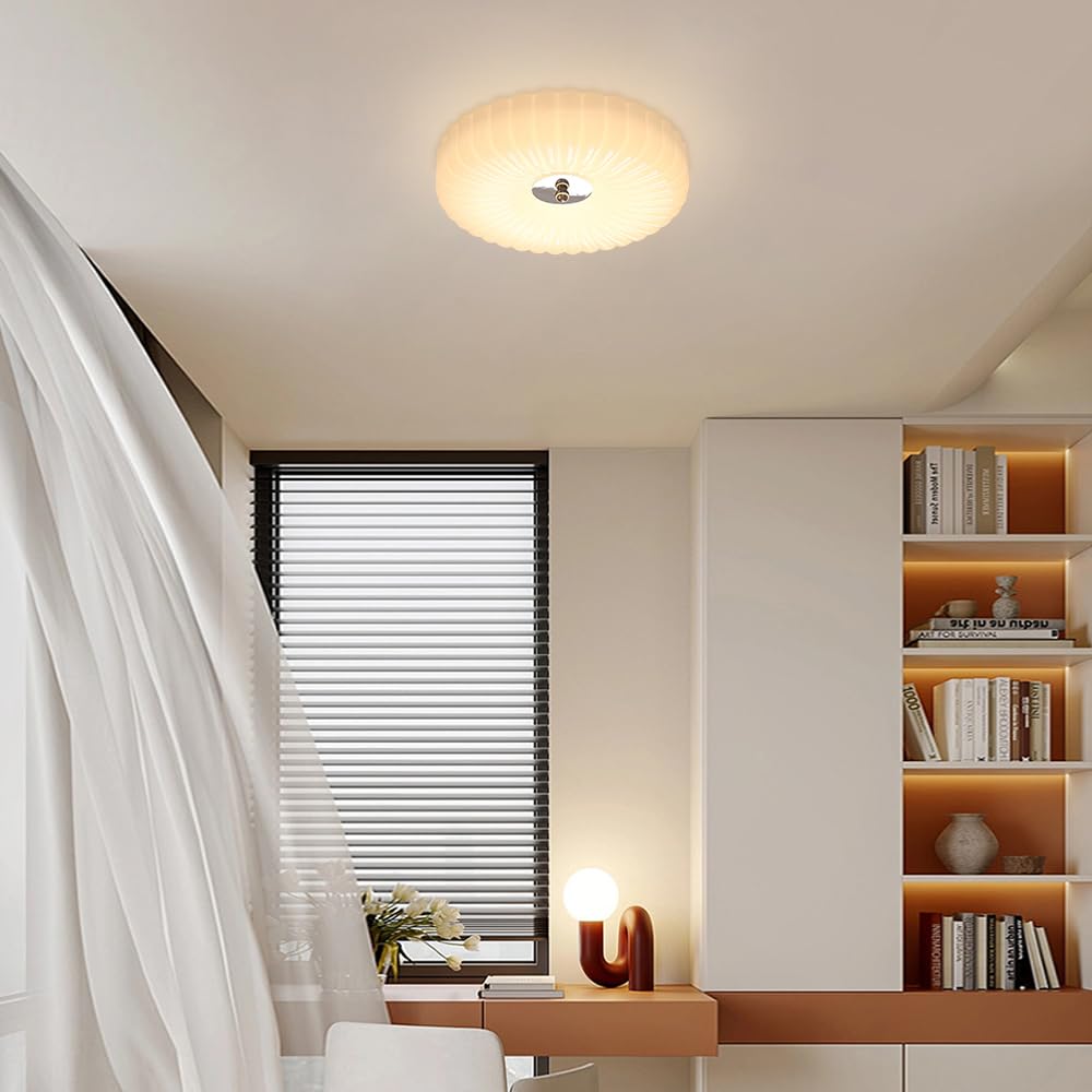 Szklana Sufitowa, Nowoczesna Sufitowa, Półpłaska, Okrągła Sufitowa Led, Sufitowa Do Sypialni, Salonu, Jadalni, Przedpokoju/3 Tryby Kolorów/40 Cm