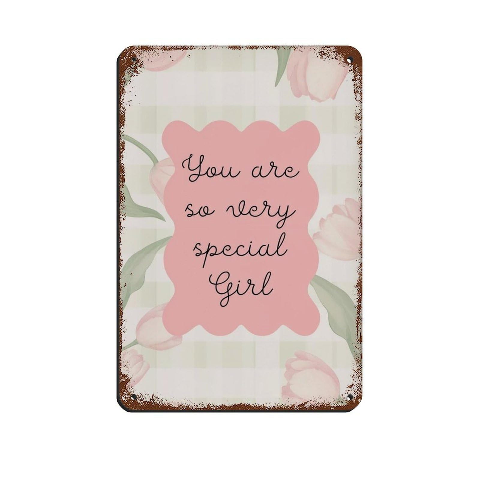 Lxwnze 20L X 30W Cm Pink Nursery Poster (2) Retro Poster Metal Tin Sign Chic Art Retro Iron Painting Bar People Cave Cafe Family Garage Poster Wall Decoration 8X12inch(20X30cm)