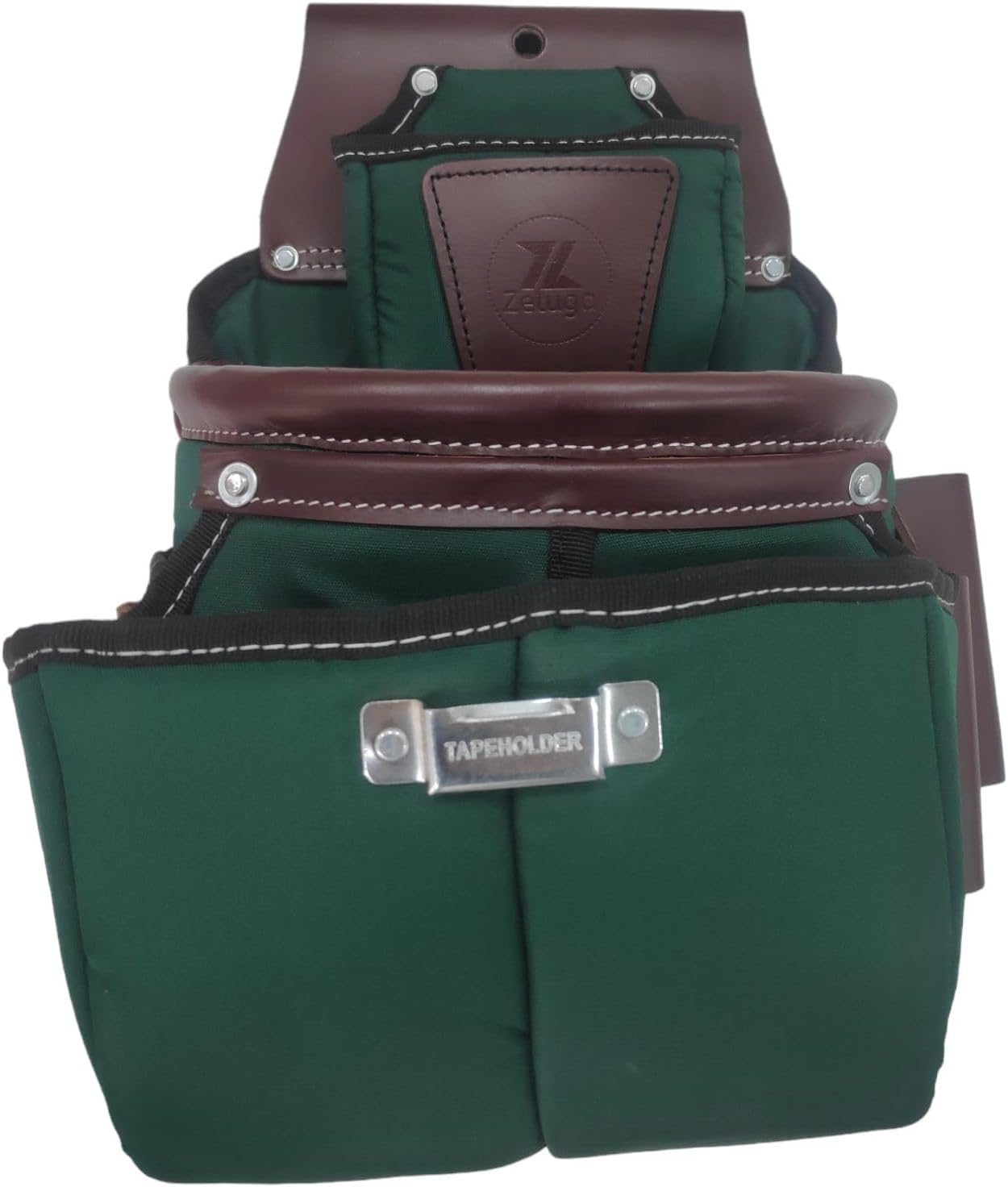 Zeluga 20-232 100% Leather Tool Belt, Bag, Carpenter, Construction, Framers, Handyman and Electrician Tool Bag Set, Green