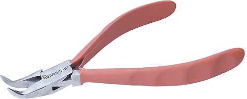 The Beadsmith Alicates de nariz de cadena doblada de tacto satinado, 5.75 pulgadas (5.709 in) con cabeza de acero pulido, cómodas asas de agarre