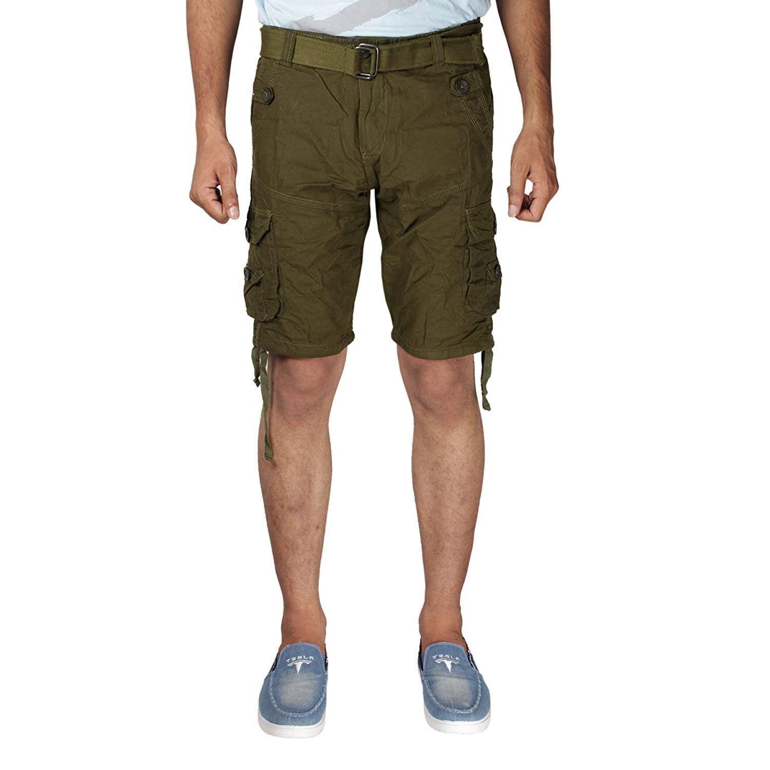 Men's Cotton Six Slim fit Cargo Shorts (Green)-image-37