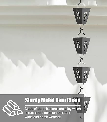 Miniatura 5 de EliteBloom Rain Chain Aluminium Alloy Square Rain Catcher Chain, Adjustable Gutter Rain Chain, Hanging Divert Water Downspout Chain for