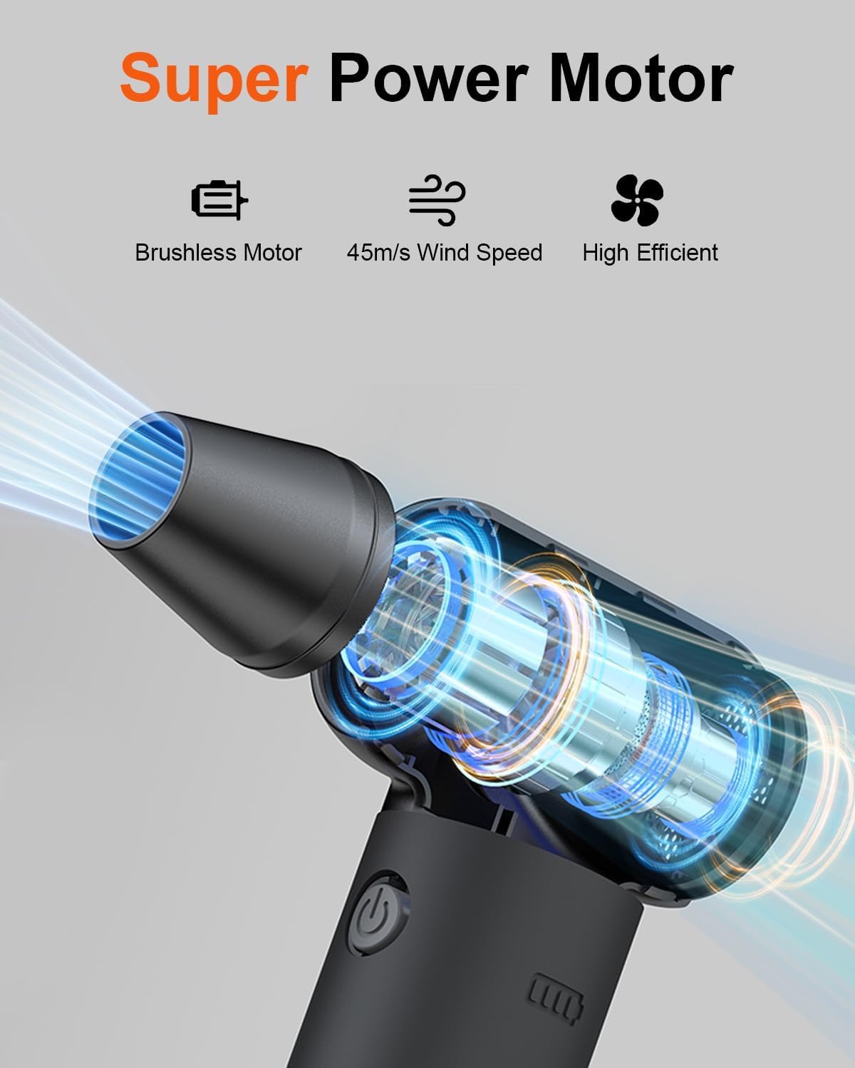 Soplador de Aire Comprimido, 3 Velocidades Ajustables Air Duster 180,000 RPM Limpieza PC Soprador Air Portátil Inalámbrico y Recargable para Ordenador Coche Oficina Sofá-Sustituto de Aire Comprimido