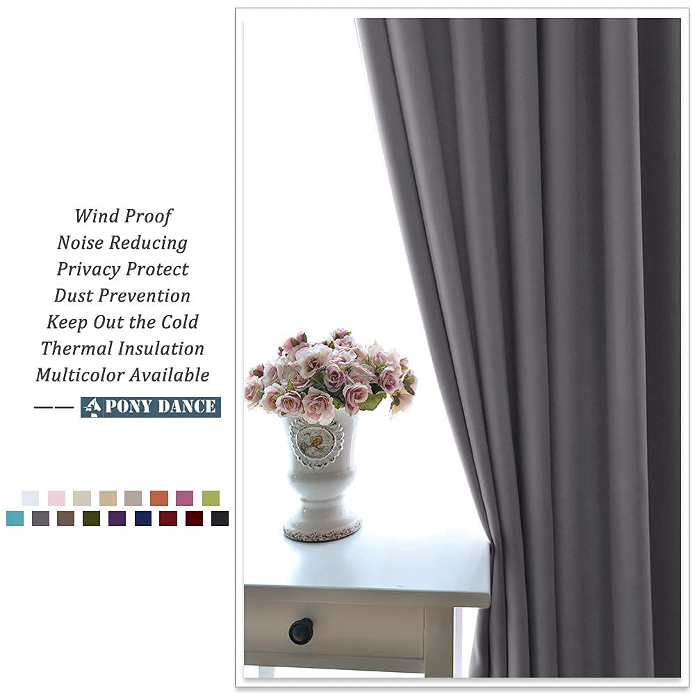 PONY DANCE Tende Oscuranti Corte per Interni 2 Pezzi 140x145 CM Tende Termiche Isolanti Camera da Letto per Finestre Piccole con Passanti, Grigio