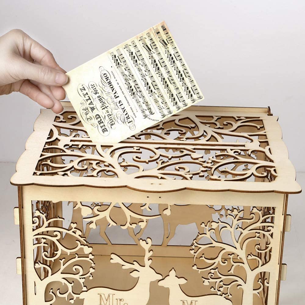 Scatola Di Carte Di Nozze Fai-da-te Con Serratura Scatola Di Carte Di Legno Rustica Scatola Di Carte Regalo Perfetta Per Matrimoni Wedding