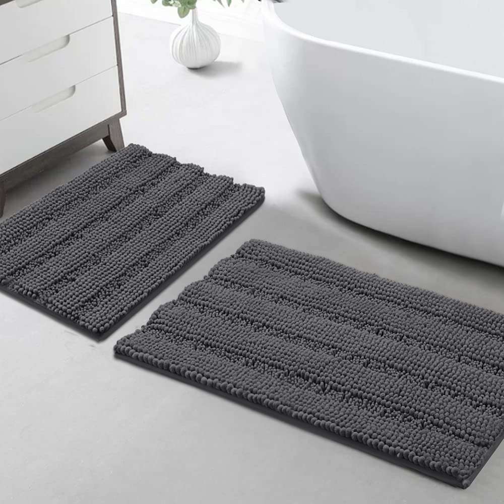 Turquoize Chenille Bathroom Rugs Set Non-Slip Bath Mats for Bathroom Extra Soft and Absorbent Shaggy Bath Mats for Bath Room Floor Indoor Mat for