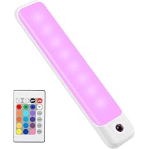 BIGMONAT Battery Operated Under Cabinet Lighting with Remote, Wireless Color Changing Under Counter Light, Stick on RGB Light Bar for Kitchen Bedside Shelf Closet TV Backlight Game
