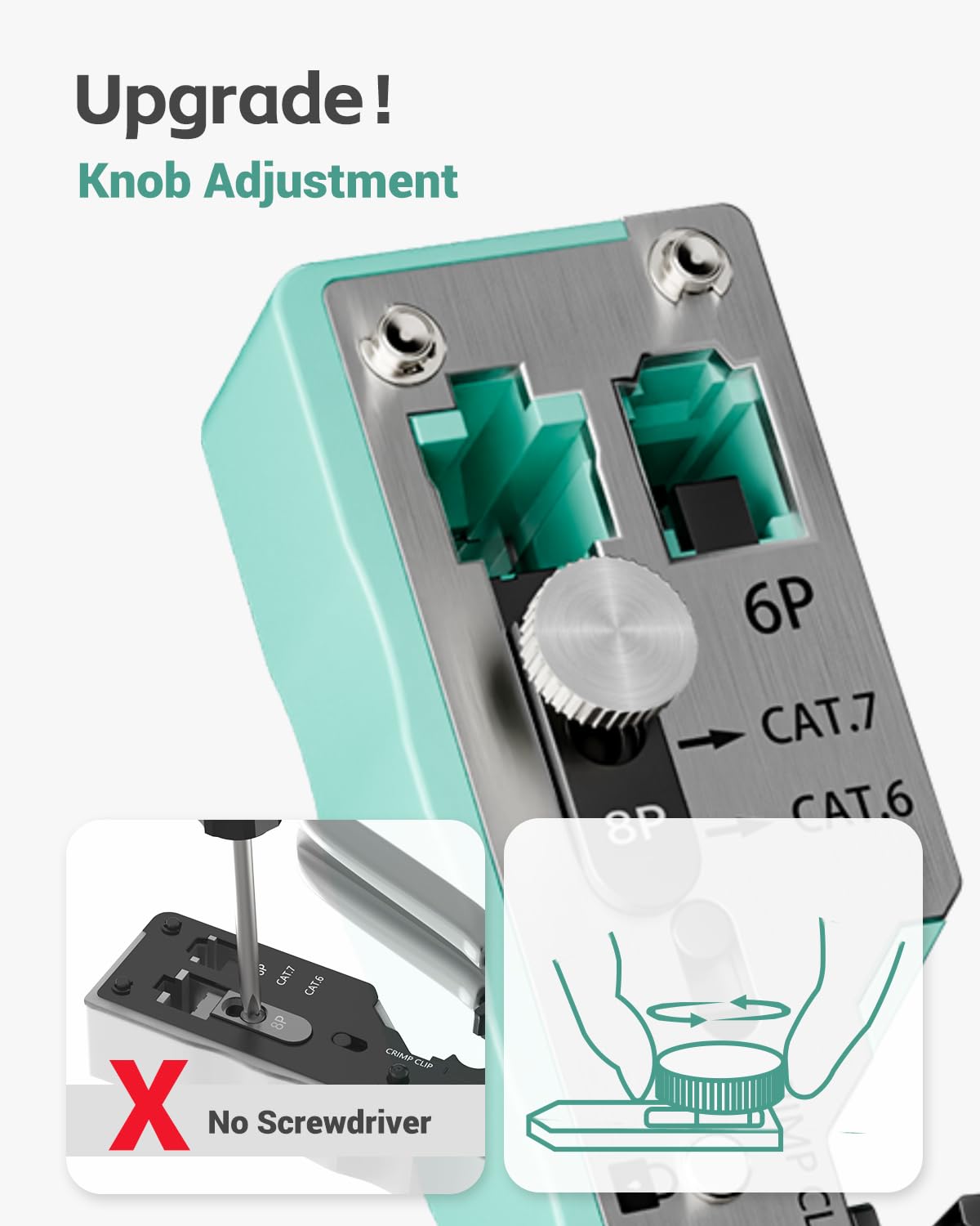 VCELINK Upgraded Stainless Pass Through RJ45 Crimp Tool with A manually Adjustable knob - Image 2