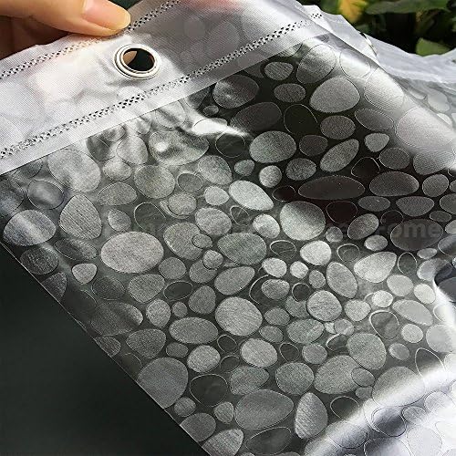 Shower Curtain, Jaragar Waterproof Mildewproof Semi Transparent PVC Shower Curtain with Crystal Stone Pattern Bath Accessories 71 x 71 inch with Plastic Hooks