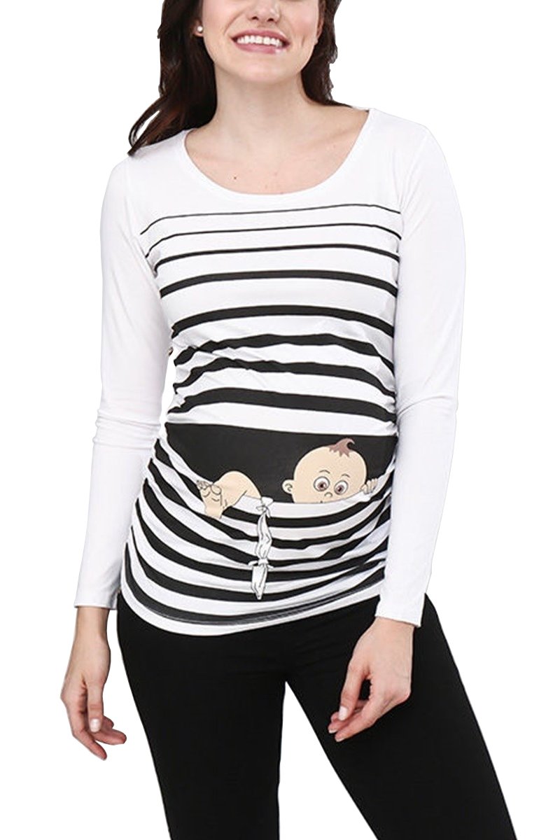 Fuga de bebé - Camiseta premamá Sudadera con Estampado Durante el Embarazo, Manga Larga