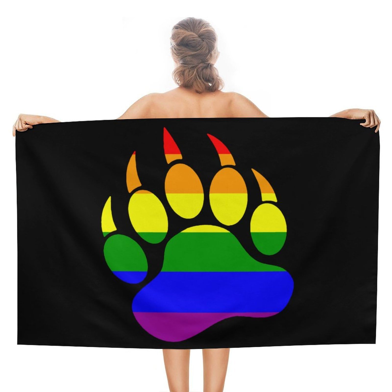 Nclqvjxzkhw Women's Style Gay Bear Prides Paw Beach Towel For Adults Lightweight Bath Towels Swim Travel Gym Sports 130×80Cm