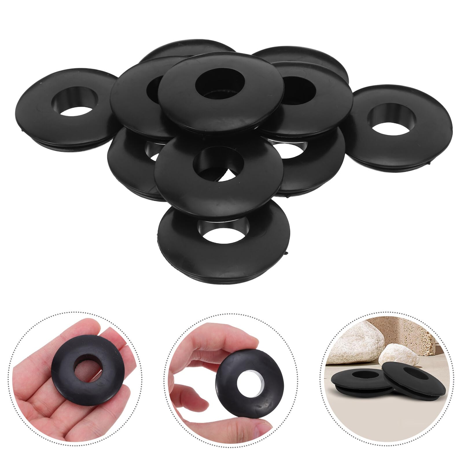 Gatuida Kit de 20 Arandelas de Goma Negras para Juntas de Freno de Aire, Elasticidad y Diseño para Mantenimiento Diario de Sellos en Semirremolques